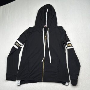 Juicy Couture vintage size small S Black Hoodie with Gold Accents full zip crown